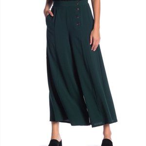 Elodie Green Palazzo Wide Leg Culotte Flair Pants
